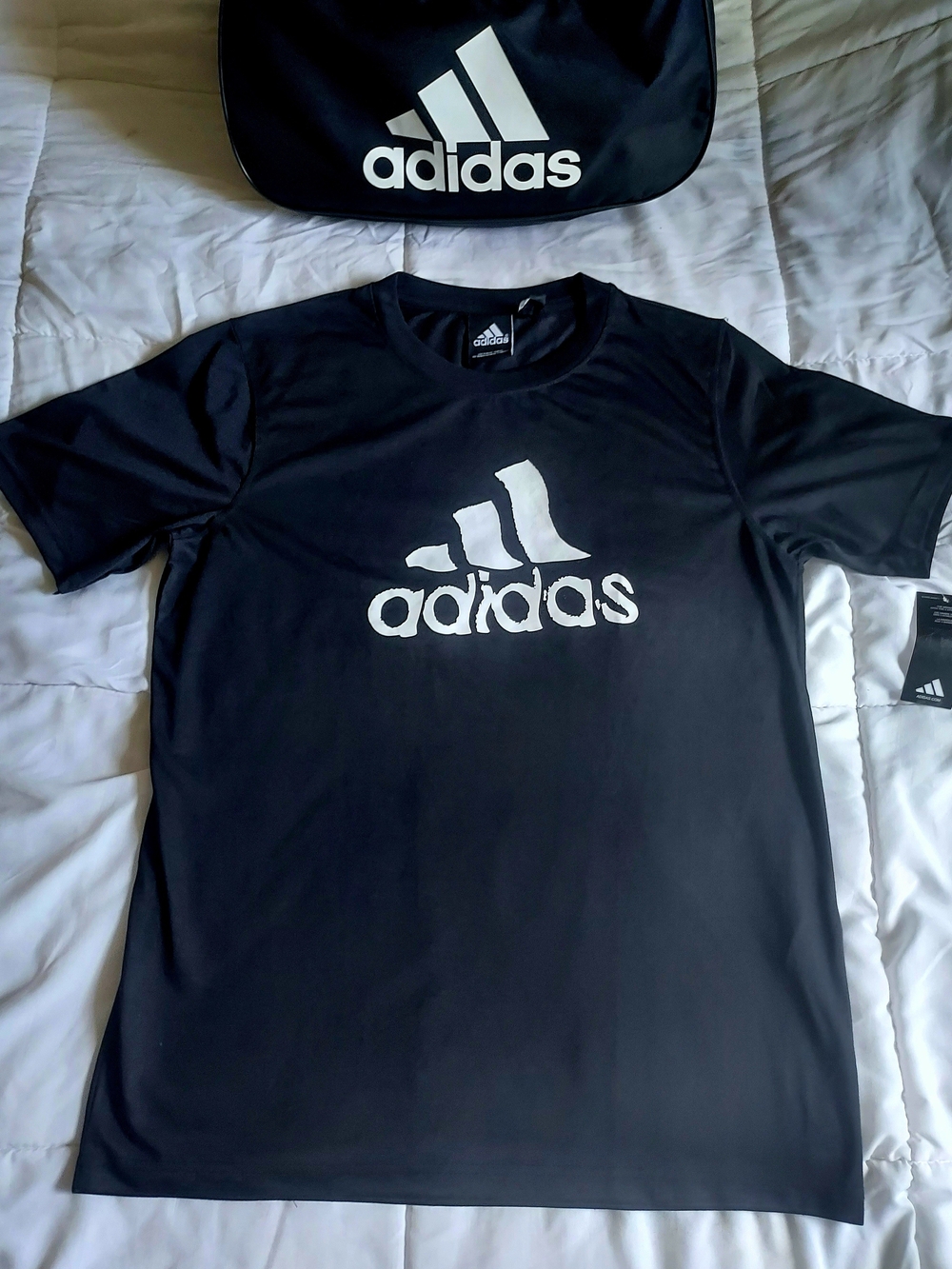 Men's adidas Black Tee with White Logo